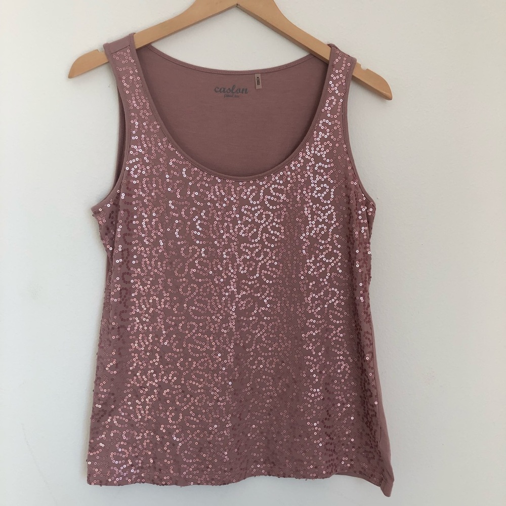 Caslon (Nordstrom) cotton sequined tank, size M - Picture 1 of 7